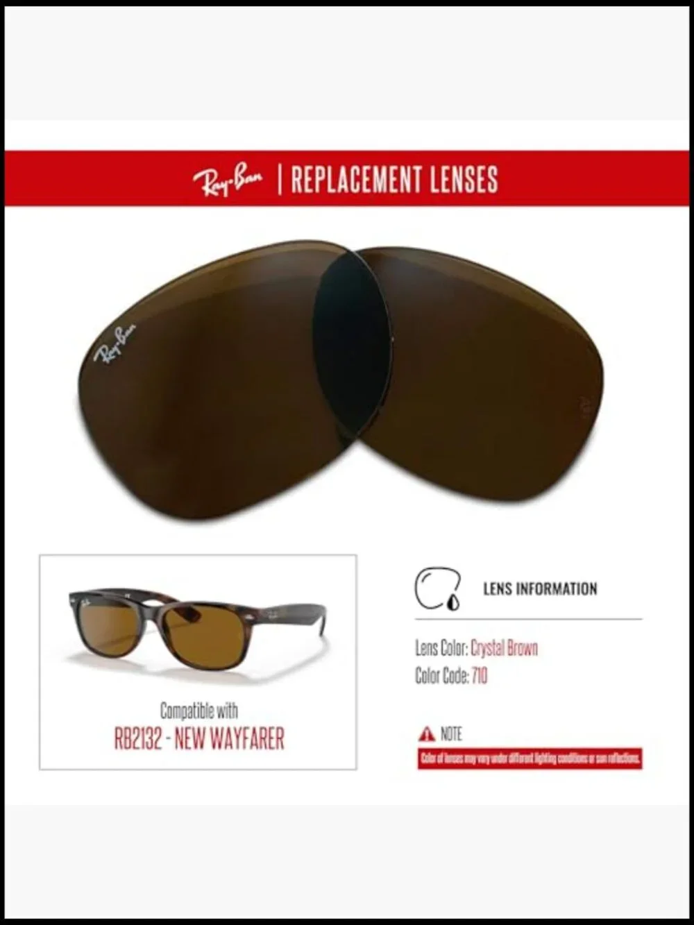 Genuine Ray-Ban Replacement Lenses RB2132 + Eyewear Care Kit